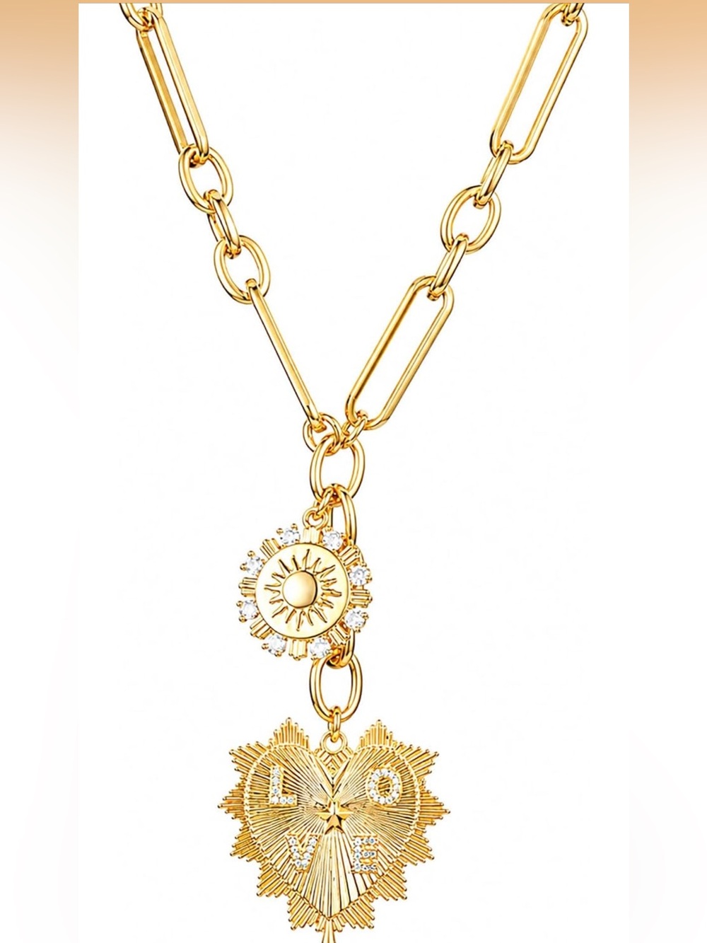 Gold Plated Heart & Sun Necklace